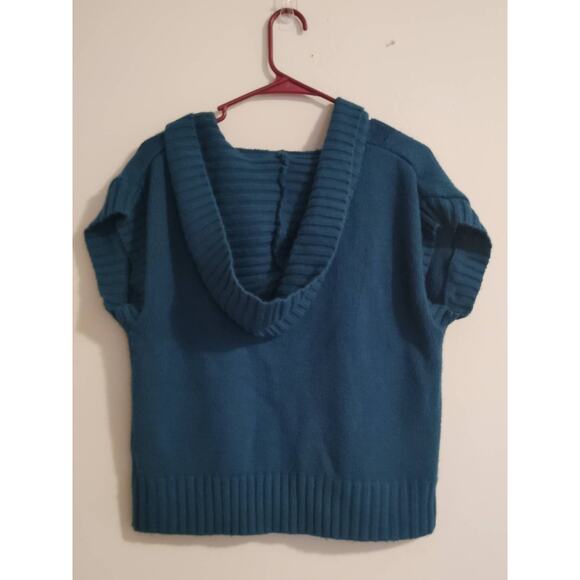 Maurice's Womens Aqua Blue Shore Sleeve Knit Hoodie Sweater Size XL - Picture 3 of 3